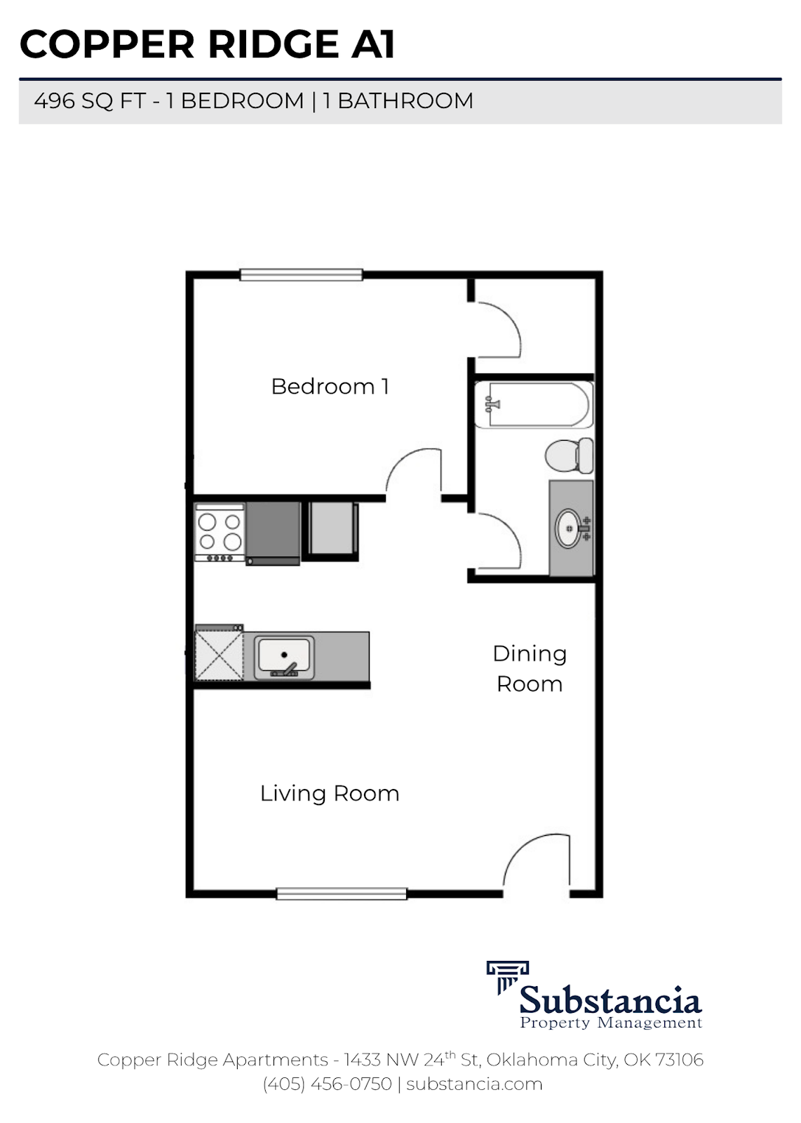 One Bedroom Floorplan A
