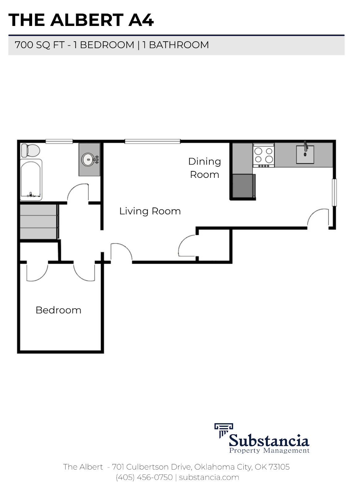 One Bedroom Floorplan D