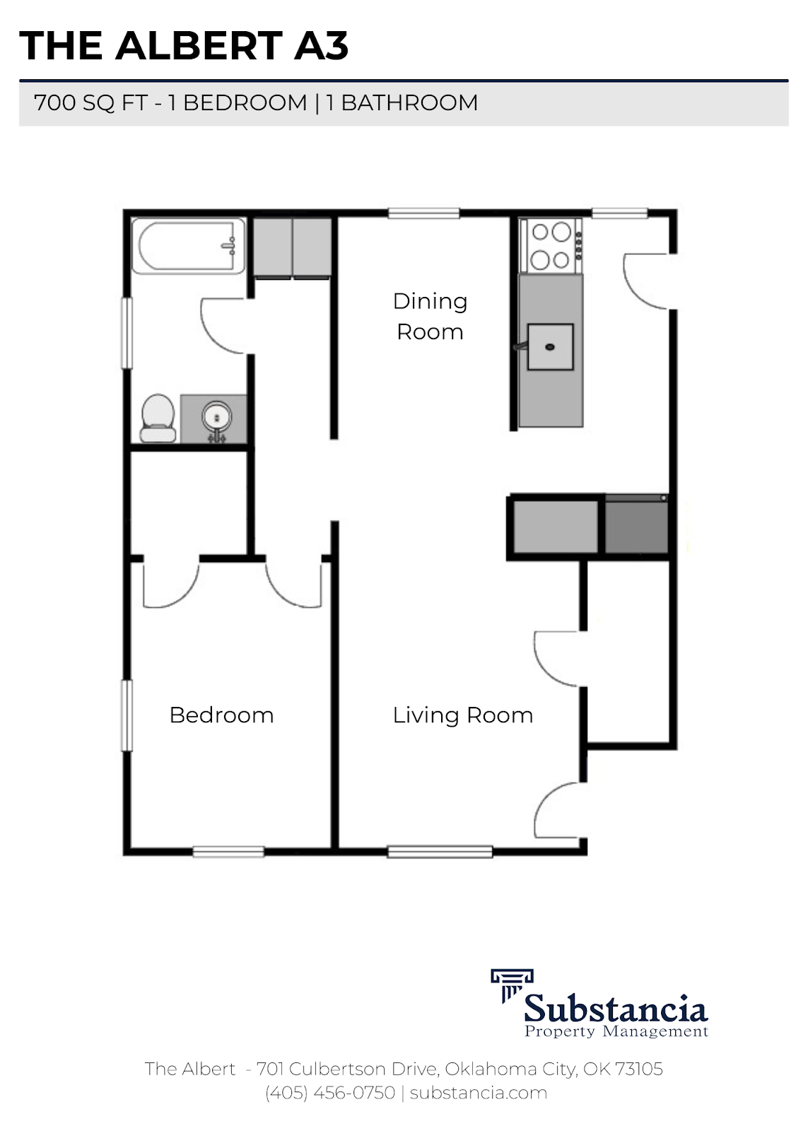 One Bedroom Floorplan C