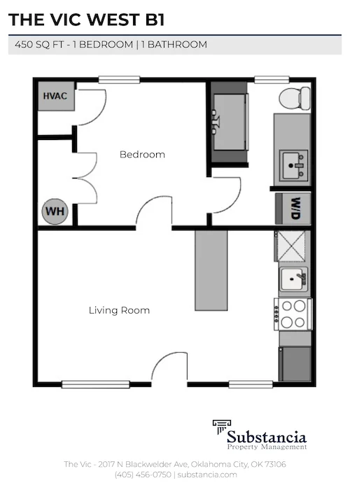 1-Bedroom West Floorplan